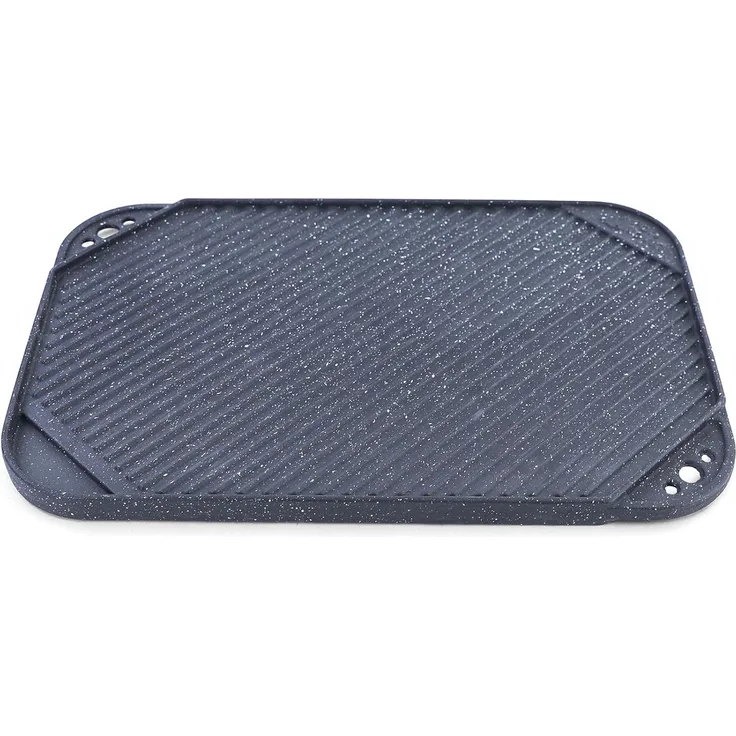 BBQ Grill Wendeplatte Planchaplatte Gusseisen Antihaftbeschichtet 45x30cm