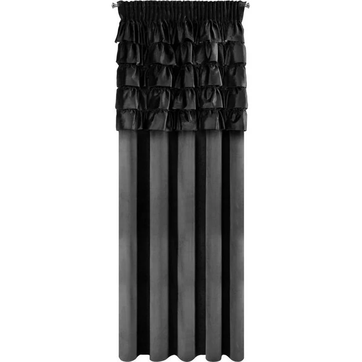 Vorhang AURA mit Rüsche Velours Samtvorhänge schwarz 140x270 cm Kräuselband – Bild 3