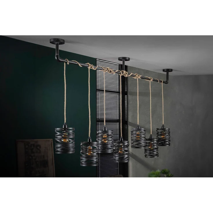 KAWOLA Hängeleuchte ALMAS Hängelampe 7-flammig Metall schwarz 150 x 15 x 157 cm – Bild 2