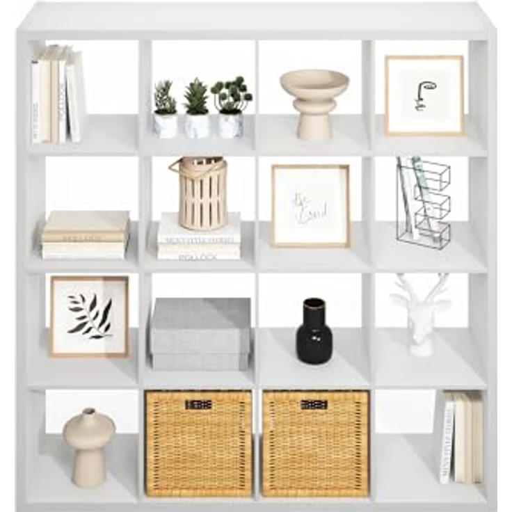 Furinno Simple Würfel-Aufbewahrungsorganizer, 16-Würfel Display-Regal, offenes Rückseitenregal, Aufbewahrungsregale, extra Dickes Gestell, Weiß – Bild 5