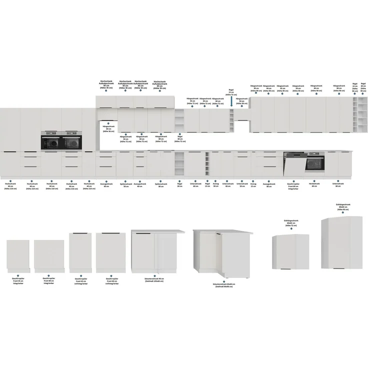 Winkelküche ARIA K-WH ECKE 2 - 250 x 270 cm Anti Fingerprint Küchenzeile Küchenblock Singleküche Einbauküche Küche Eckküche – Bild 13