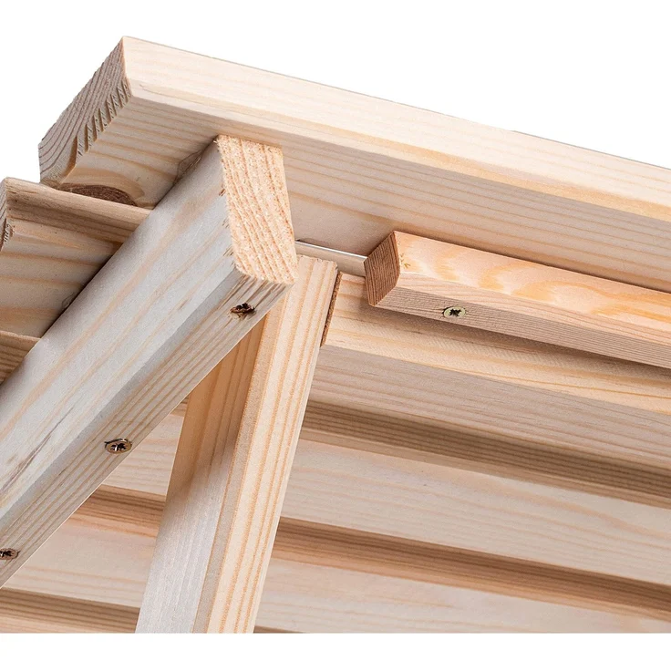 KADAX-Set aus natürlichem Couchtisch für Liegestühle + 2 blauen Liegestühlen aus Holz – Bild 7