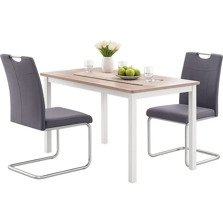 HTI-Line Freischwinger Schwingstuhl KellyC Grau 2er (Set, 2 St), Freischwinger Esszimmerstuhl