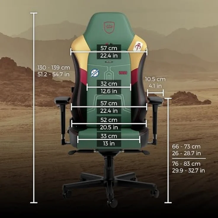 noblechairs Hero Komfortable und Langlebige Gaming Stuhl, Perfekt Optimierte Ergonomie des Stuhls Sorgt für Hohen Sitzkomfort, Belastbarkeit 150 kg, Boba Fett Edition – Bild 3