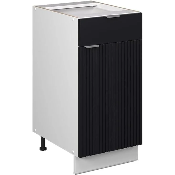 Küchenunterschrank Fame-Line Schwarz gestreift 40 cm ohne Arbeitsplatte Vicco – Bild 1