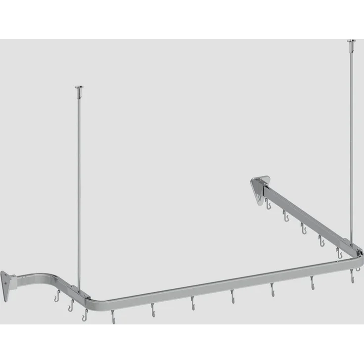 Euroshowers GmbH Duschvorhangstange Flexibel Chrom 300 cm, 1-läufig, Wand, Decke, Schrauben, Aluminium, Kann von Hand gebogen werden – Bild 1
