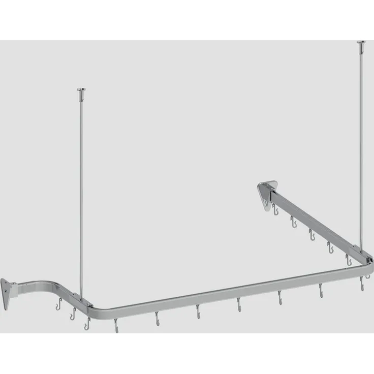 Euroshowers GmbH Duschvorhangstange Flexibel Chrom 300 cm, 1-läufig, Wand, Decke, Schrauben, Aluminium, Kann von Hand gebogen werden