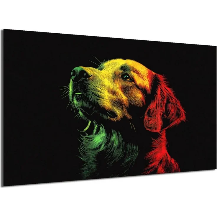 DARO Design Wandbild Hunde Pop Art Wandbilder Wand Deko Bilder Modern Leinwandbild, (Golden Retriever - Bild klein Wohnzimmer Schlafzimmer Büro Flur Esszimmer Einteilig Querformat Fotodruck Pop-Art Hunde), 20x30 cm – Bild 1