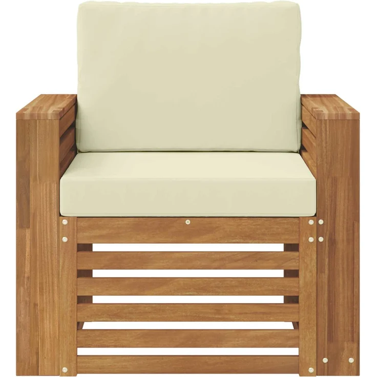 vidaXL Outdoor-Sofagarnitur Natur und Creme Massivholz Akazie 3436360 – Bild 3