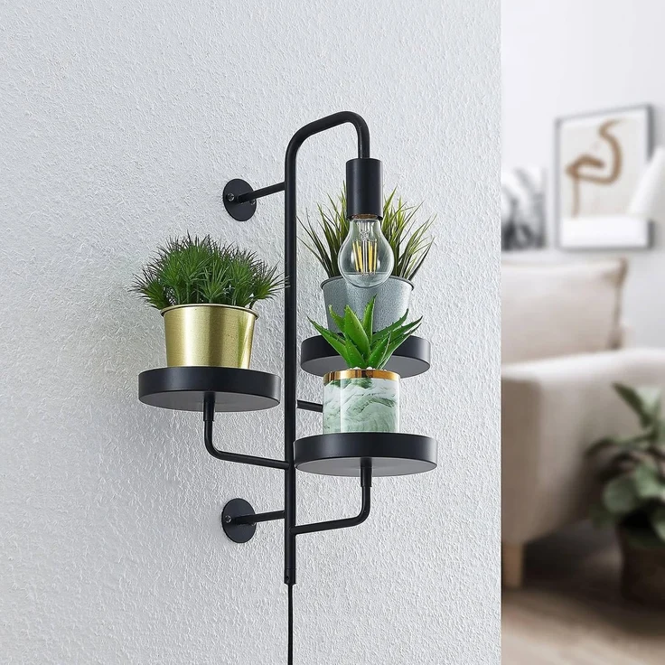 Lindby Wandleuchte Hanjo, Metall, Schwarz IP20, 1 x 60 W – Bild 3