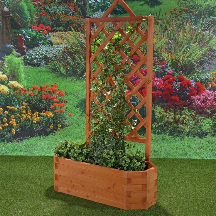2xRosenbogen Pflanzkasten Rankgitter Rankhilfe Blumenkübel Blumen Kasten Holz – Bild 5