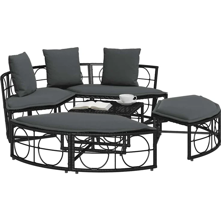 vidaXL Outdoor-Loungebett ohne Dach Schwarz Poly Rattan 4108236 – Bild 3