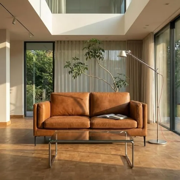 Valencia 2-Sitzer Ledersofa - Echtleder Cognac Braun