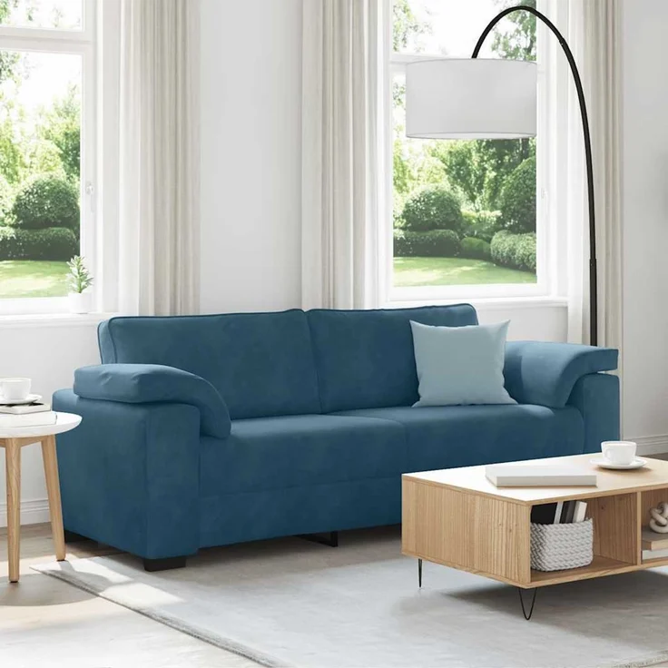 vidaXL 3-Sitzer-Sofa Blau 220x77x82 cm Samt 4105286 – Bild 1