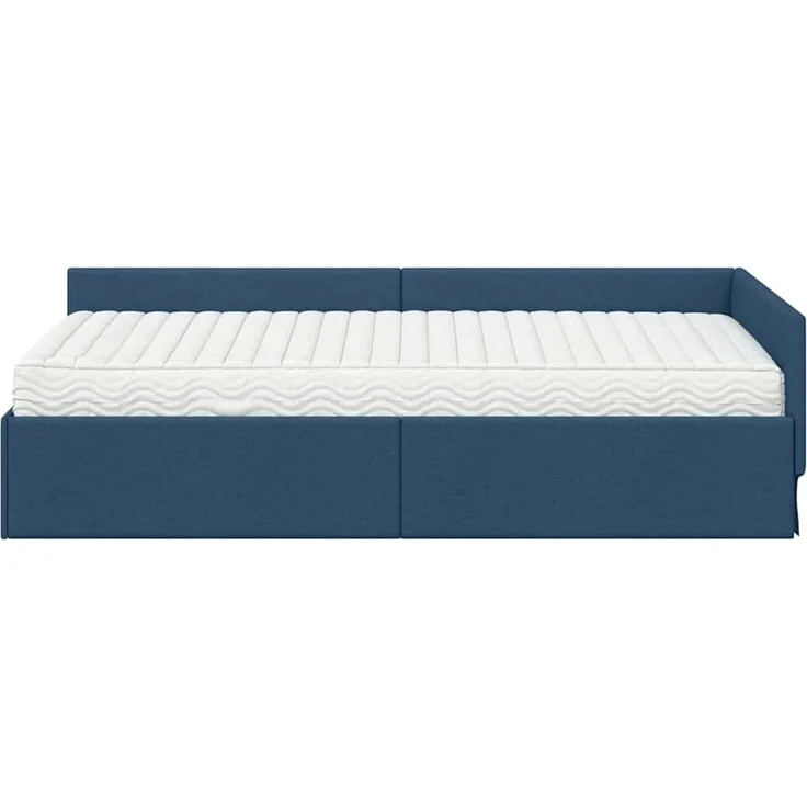 vidaXL Eckbettgestell mit Matratze 2 stk. Blau 100 x 200 cm Stoff 3393612 – Bild 5
