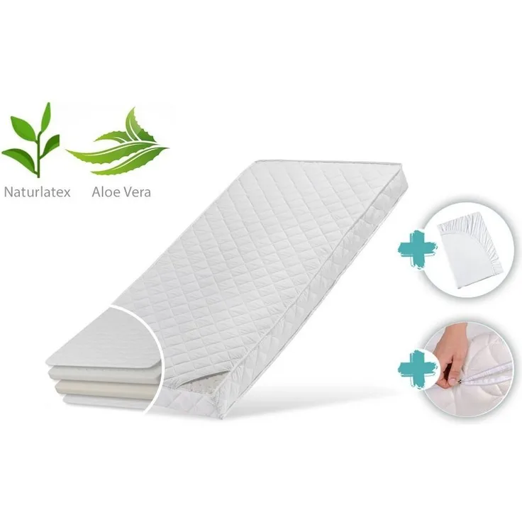 Kindermatratze LATEX DELUXE mit Aloe Vera-Bezug und zwei Härtegraden, Kids Collective, 10 cm hoch, Naturlatex,Luxus-Matratze,Wendematratze,mit Spannbettlaken