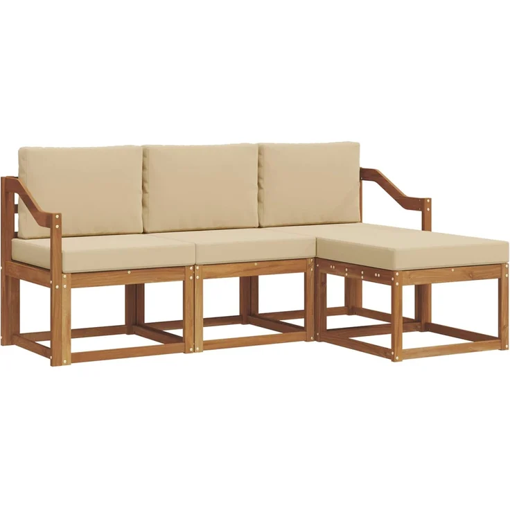 vidaXL Outdoor-Sofagarnitur 4 stk. 3-Sitzer Natur und Beige 3366236 – Bild 2