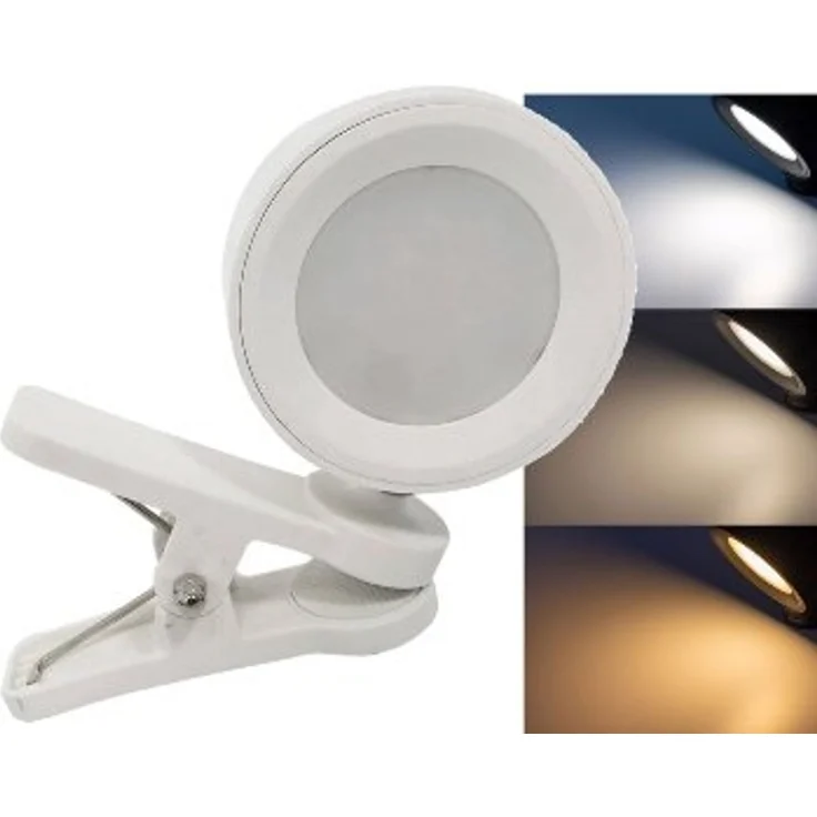LED Akku Clip-Leuchte "CT-AKL3" Dimmbar, CCT 3000k-6000k, weiß