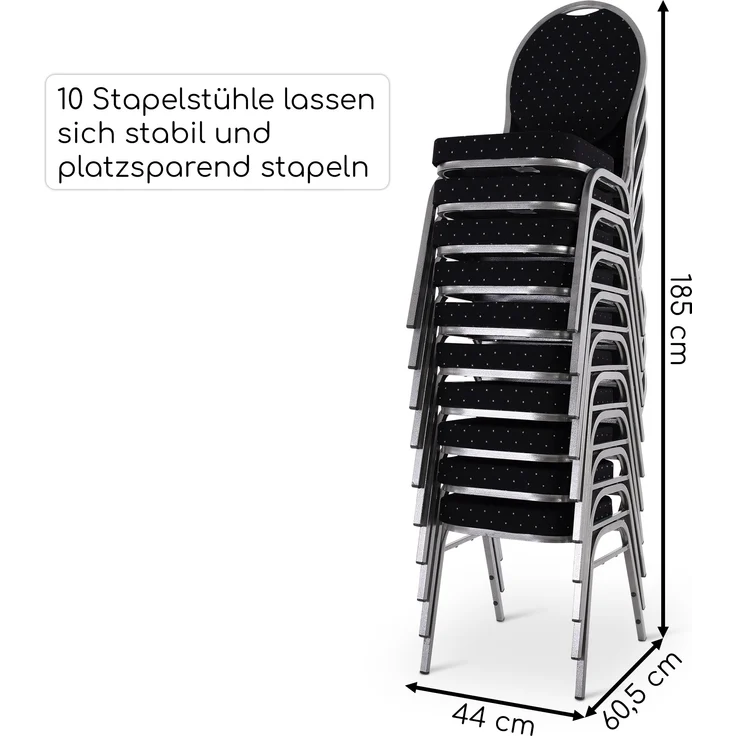 Raburg Stapelstuhl Bankettstuhl, stapelbar, für Konferenz, Seminar & Wartezimmer, David (Set), extra stabile, gepolsterte Metallstühle, belastbar bis 150 kg – Bild 9