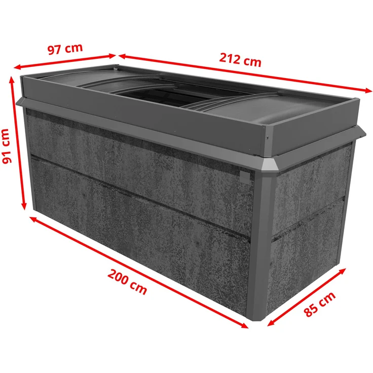 PRIMEYARD 200 x 85 x 77 cm Hochbeet Nele, Cortenstahl, Rost-Optik | inkl. Frühbeetaufsatz und Schneckenschutz – Bild 3