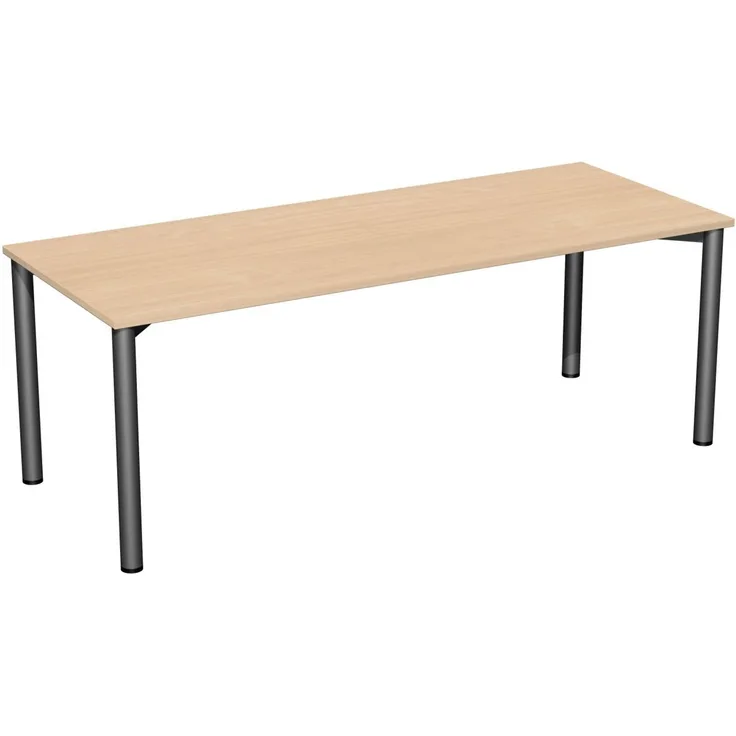 Konferenztisch Rundfuß, 200x80cm, Buche Anthrazit