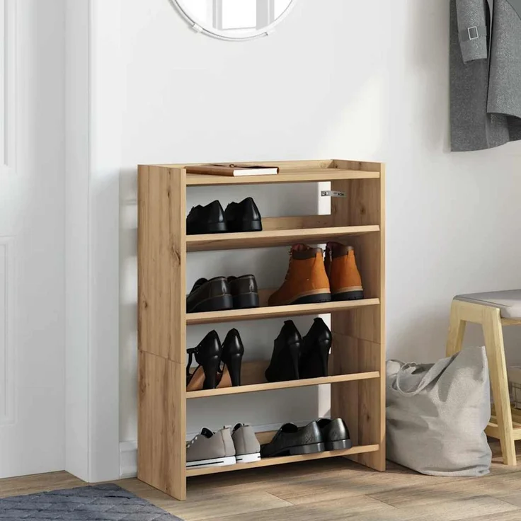 vidaXL Schuhregal Artisan-Eiche 60x25x81 cm Holzwerkstoff 859886 – Bild 2