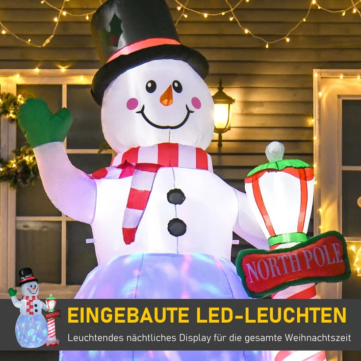 HOMCOM Aufblasbar Weihnachtsdeko, Polyester, Weiß, 164L x 103B x 240H cm – Bild 4