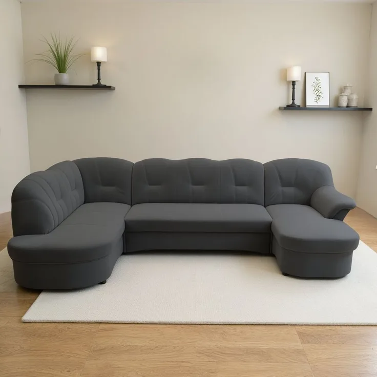 DOMO collection Wohnlandschaft Flores auch in Leder-Bezug, B/T/H: 293/180/86 cm, U-Form, 3 Teile, wahlw. mit Bettfunktion, wahlw. mit Federkern, Unser Dauertiefpreis