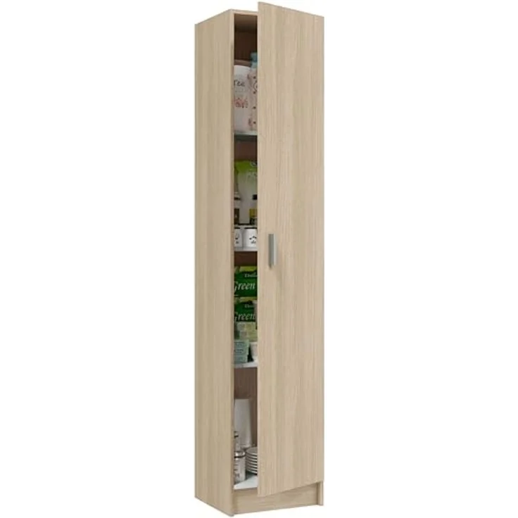 Mehrzweck-Kleiderschrank mit einer Flügeltür mit drei höhenverstellbaren Einlegeböden, Eichenfarbe, 37x37 x H180 cm – Bild 1