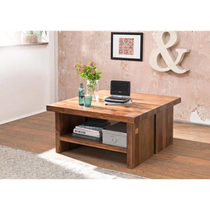 Couchtisch Sheesham 90x90x45 noble unique lackiert SYDNEY #120 – Bild 5