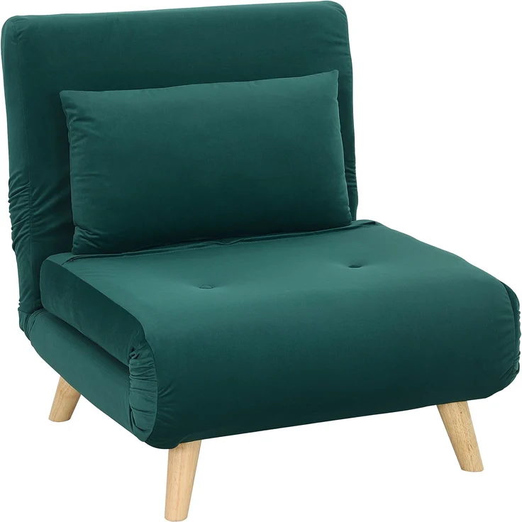 HOMCOM Relaxsessel mit Bettfunktion, verstellbare Rückenlehne, bis 150 kg Belastbar, Dunkelgrün, 72 x 78 x 79 cm – Bild 1