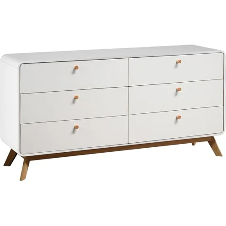 Cassie Kommode 3+3 Schubladen Weiß aus Spanplatte (BxTxH) 150x39x74 cm