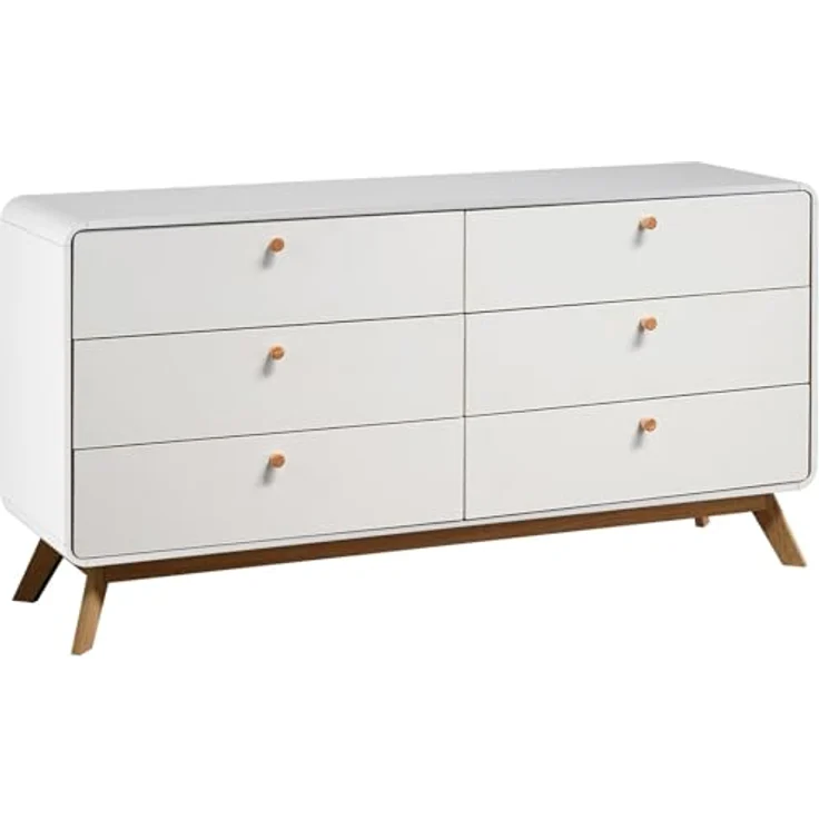 Cassie Kommode 3+3 Schubladen Weiß aus Spanplatte (BxTxH) 150x39x74 cm – Bild 1