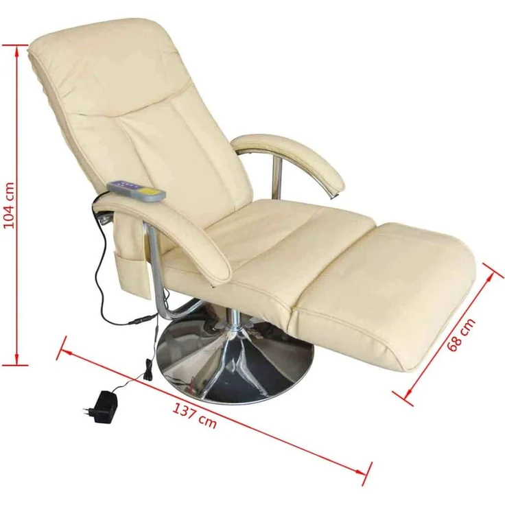 vidaXL Massagesessel Creme Kunstleder [240065] – Bild 6