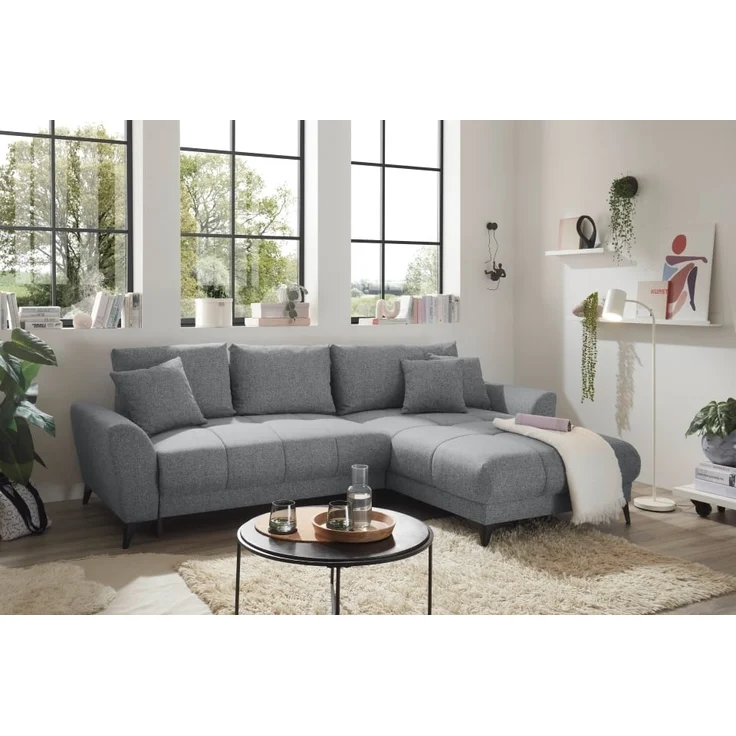 Sofa Bern von ED Exciting Design mit Schlaffunktion Grau, Bettkasten und Lumos Mikrofaserbezug – Bild 1