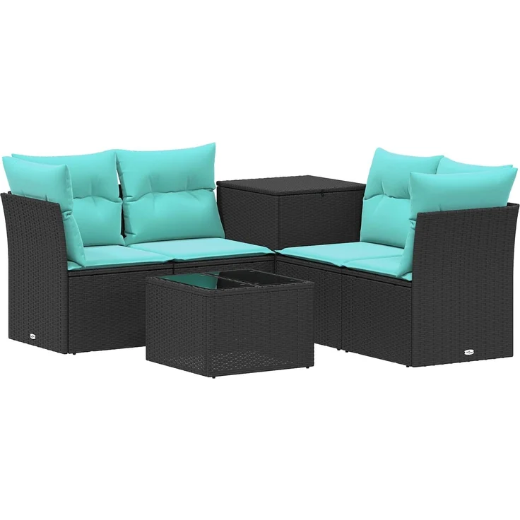 vidaXL Sofa Set 6 stk. Schwarz und Blau 55 x 55 x 37 cm 3447336 – Bild 2