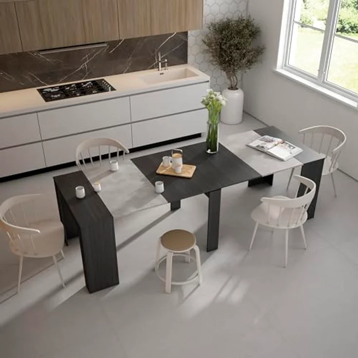 Skraut Home | Ausziehbarertisch | Multifunktionaler ausziehbarer | 260 | Für 12 Gäste | Esszimmertische | Moderner Stil | Schwarz – Bild 3