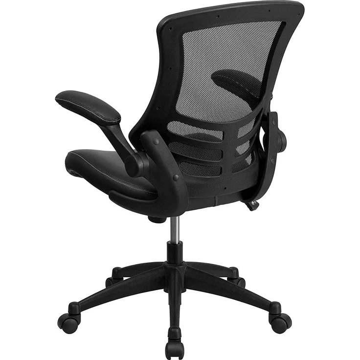 Flash Furniture Bürostuhl mit mittelhoher Rückenlehne – Ergonomischer Schreibtischstuhl mit hochklappbaren Armlehnen und LeatherSoft-Material – Perfekt für Home Office oder Büro – Schwarz – Bild 9