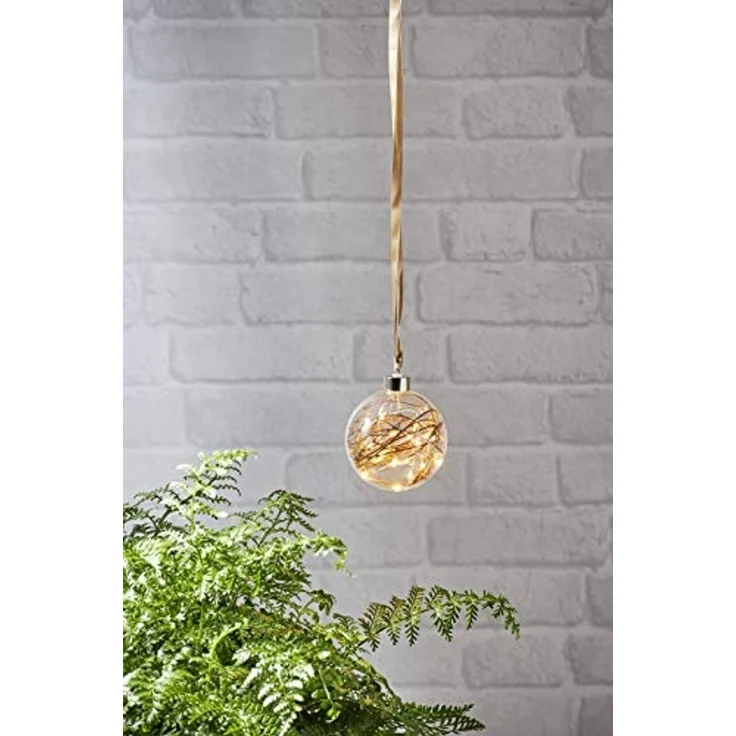 EGLO LED Weihnachtskugel für Innen, beleuchtete Glaskugel zum Aufhängen Ø 10 cm, Leuchtkugel zum Hängen mit Timer, extra-warmweiß, Batterie-Betrieb – Bild 2