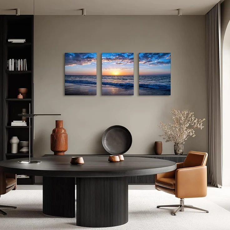 Leinwandbild Sonnenuntergang Strand Meer Landschaft 40x30 cm – Bild 3