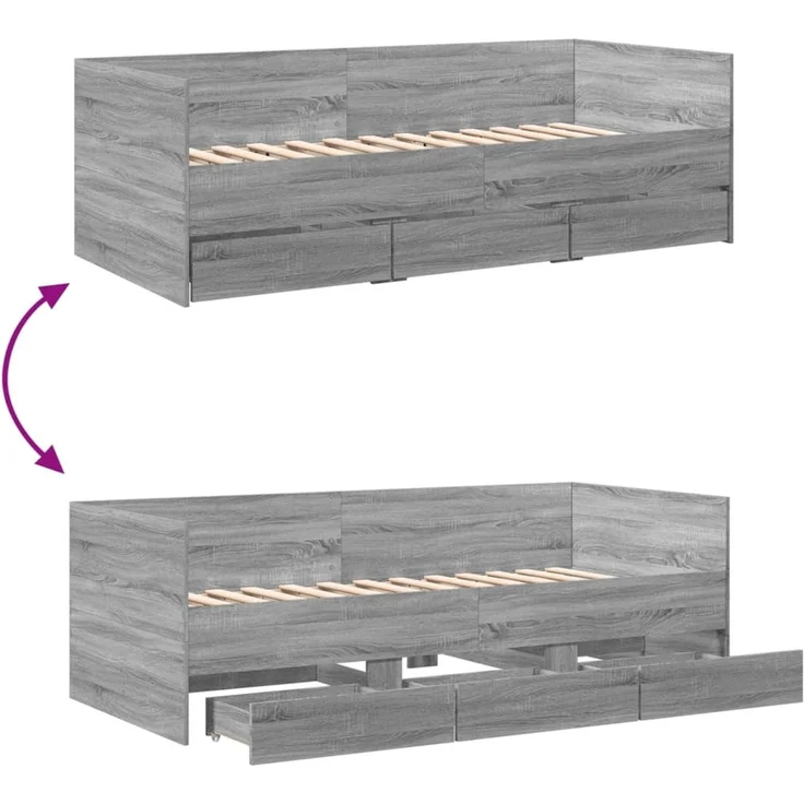 vidaXL Tagesbett mit Schubladen ohne Matratze Grau Sonoma 75x190 cm 3280837 – Bild 8