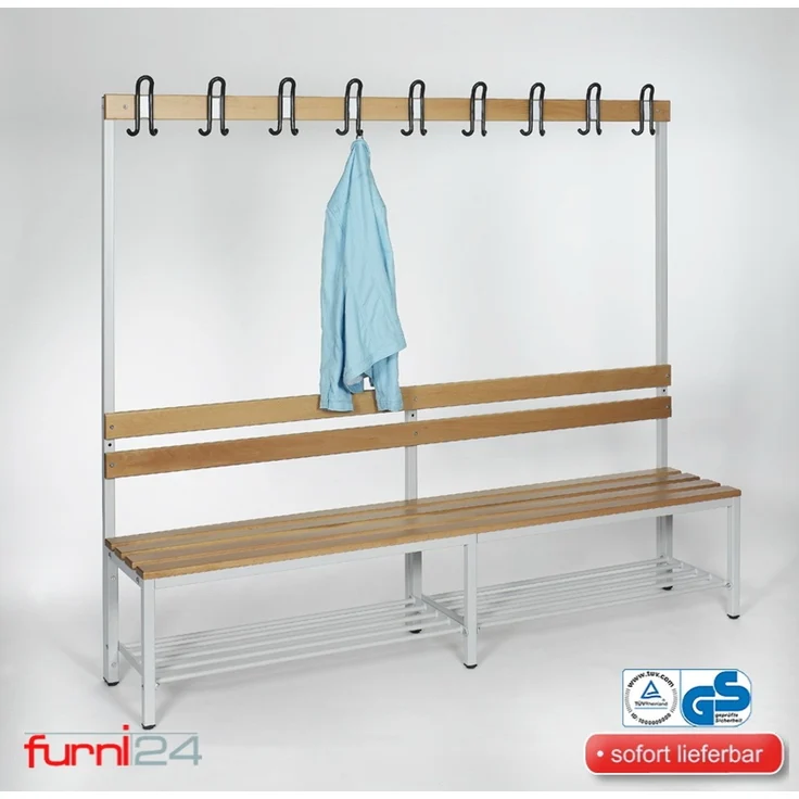 Garderobenbank einseitig mit Schuhrost 200 cm grau – Bild 2