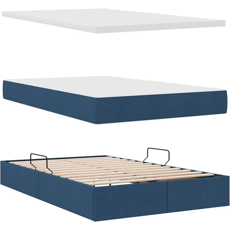 vidaXL LED-Speicherbett mit Matratze Blau 120 x 190 cm Stoff 3371198 – Bild 9