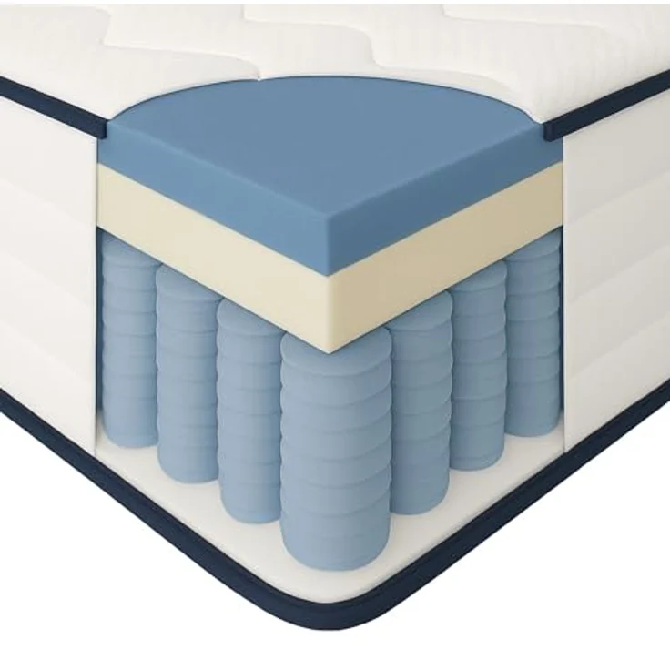 Arensberger LENA Federkernmatratze, 90x200cm, Höhe 21cm, Härtegrad H3, HR Taschenfederkern mit Memoryschaum, Rollmatratze – Bild 1