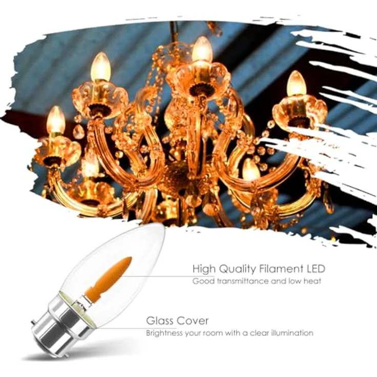 LVWIT LED-Flammeneffektlicht B22 Warmweiss Kerzenform, Flackernde Glühbirne 1W LED Flackerlicht Flackerlampe für Zuhause Garten Bar Halloween Weihnachten, Ersetzt 3W Glühlampen, 1800K, 6er Pack – Bild 5