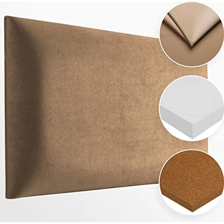 Muralo Samt Wandkissen Stoff Polsterpaneel Schlafzimmer Wohnzimmer Bett Wandpolster Bettkopfteil Lendekissen Modern Luxus Gepolstert Polster Paneel (Beige, 50x40 cm) – Bild 5