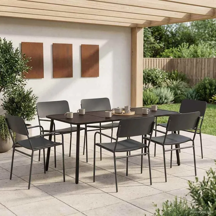vidaXL Essgruppe 7 stk. Anthrazit 165 x 80 x 72 cm Stahl 3422856