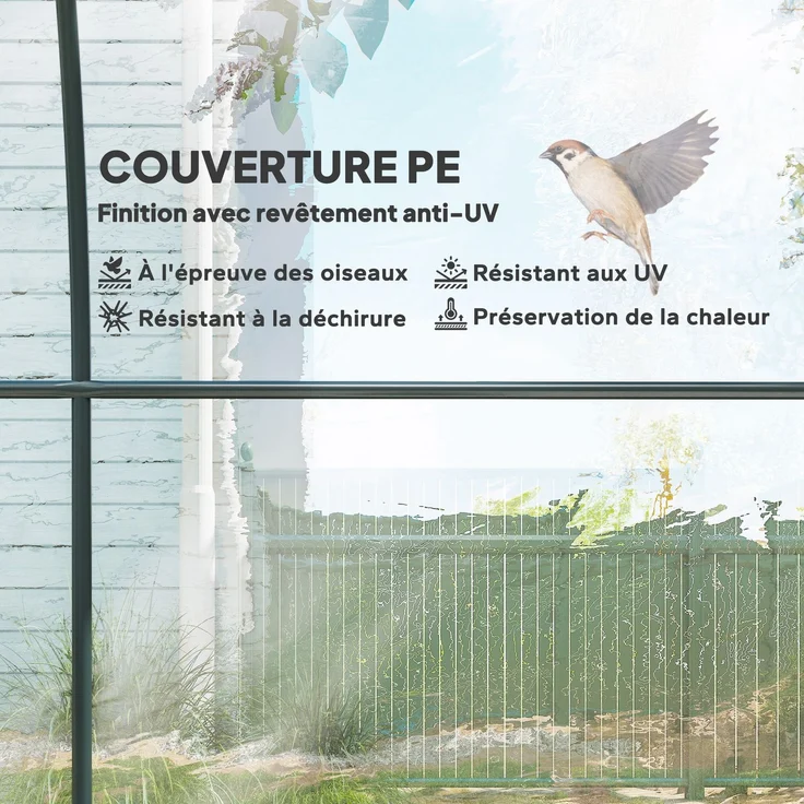 MELAYR, 6 m² Tunnelgewächshaus (3 m L x 2 m B x 2 m H) mit verstärktem Rohrrahmen, Transparent – Bild 6