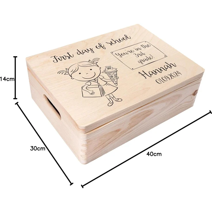 Creative Deco Holzkiste Einschulung Geschenk Erster Schultag, Natur 40 x 30 x 14 cm – Bild 6