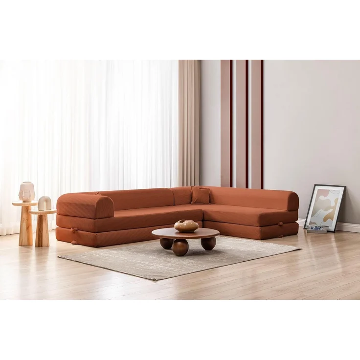 Hanah Home 'Legom Eco Corner - Tile Red' Ecksofa-Schlaf, Fliesenrot, 280 x 61 x 90 cm – Bild 2